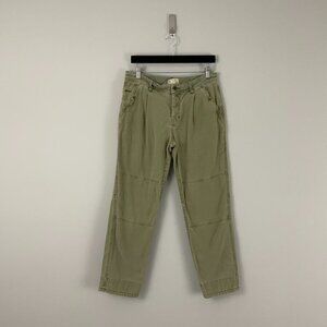 Free People Utility Boyfriend Cropped Pants in Olive Green Size 28